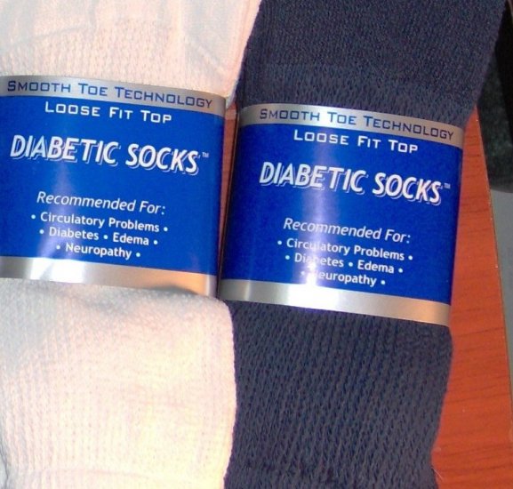 12 pairs, Diabetic Socks MEN'S(10-13) Navy Blue & White - Wear with Jeans! Crew Style.