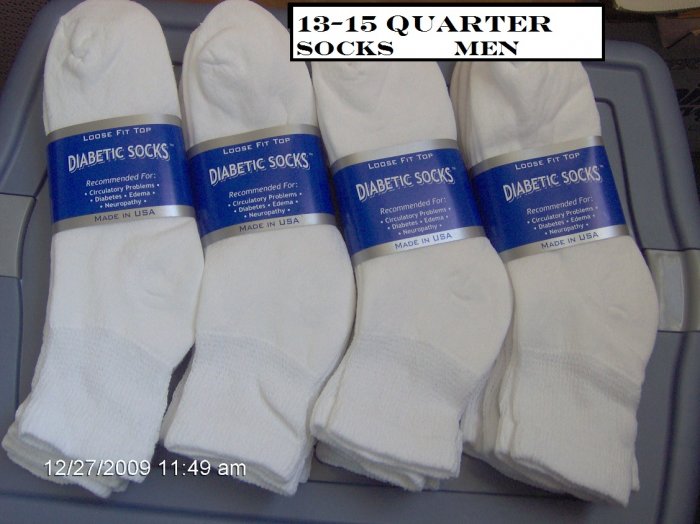 MEN Size 13-15 Diabetic Socks Color White, 18 pairs, Quarter Length, Golf Style