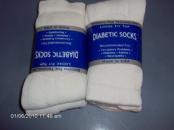 Diabetic Socks Women Size 9-11 Color White Ladies, 6 Pairs, WHITE, Crew Style