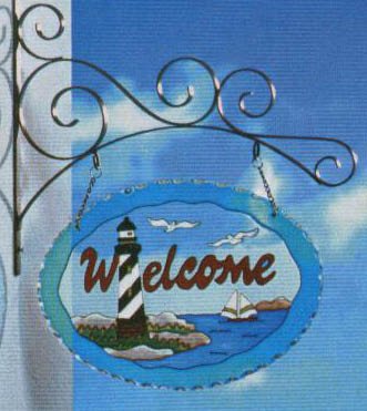 Glass Lighthouse Welcome Sign
