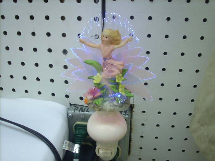 Fiber Optic Girl Running Through Flowers Night Light