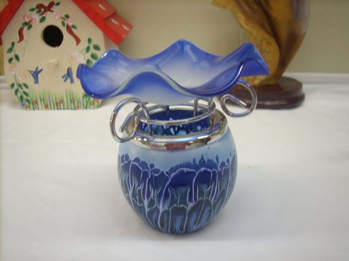 Blue Swirl Tea Light Oil Warmer