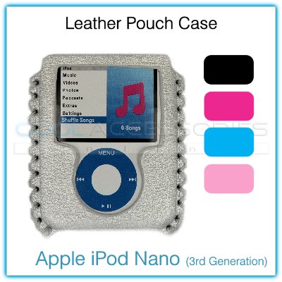 Hot Pink-Magenta Leather Pouch Case for the Apple iPod Nano (3rd Generation)