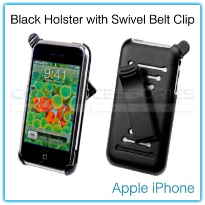 Black Holster with 180-Degrees Swivel Belt Clip for the Apple iPhone