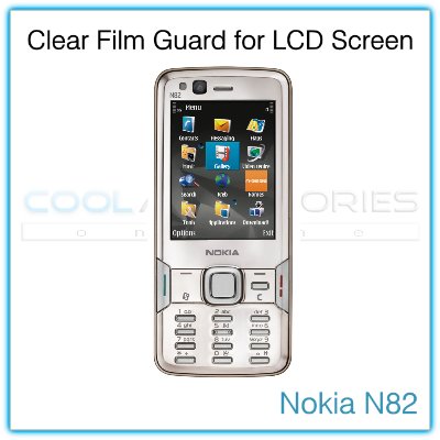 Clear Protective Film Guard for the LCD Display Screen of the Nokia N82 with a Mini Cleaning Cloth