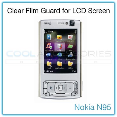 Clear Protective Film Guard for the LCD Display Screen of the Nokia N95 with a Mini Cleaning Cloth