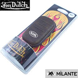 Von Dutch Brown Leather Mini Universal Carrying Pouch Case by Milante with Integrated Belt Clip