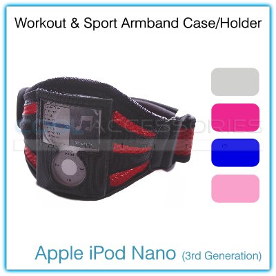 Black & Gray Premium Mesh Sports/Workout Armband Case & Holder for Apple iPod Nano (3rd Generation)