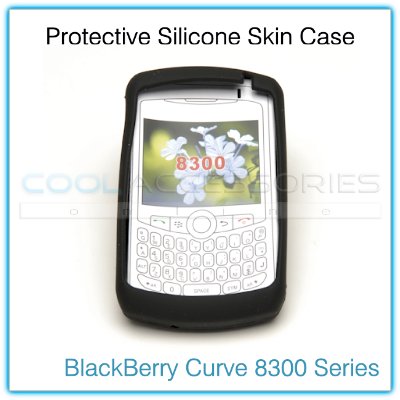 Black Protective Silicone Skin Case for RIM BlackBerry Curve 8300 Series