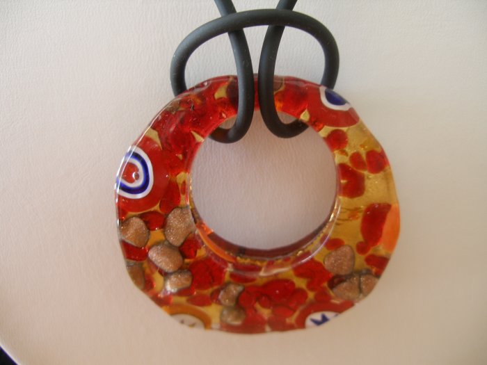 Round Millefiori Pendant and cord Made in Italy
