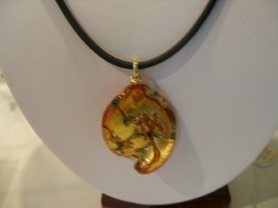 Italys Murano Glass Leaf style Pendant with cord
