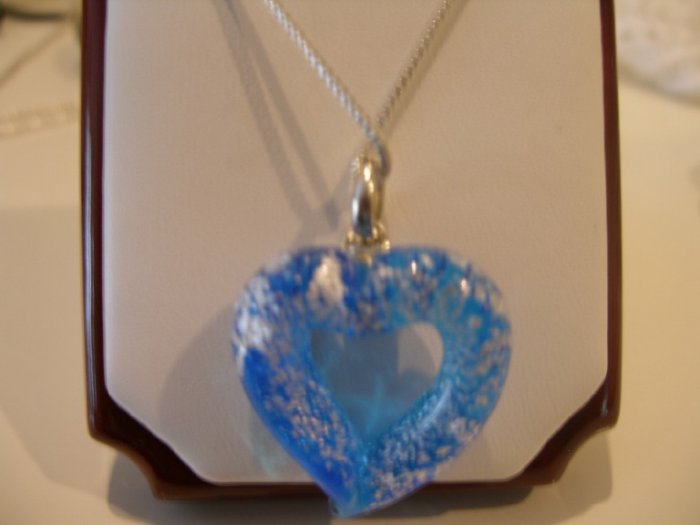 Italian Murano Heart Pendant with silver chain