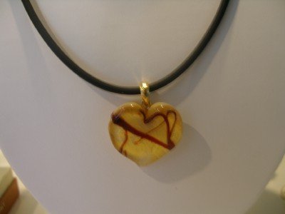 Cream Heart of Murano Glass with cord
