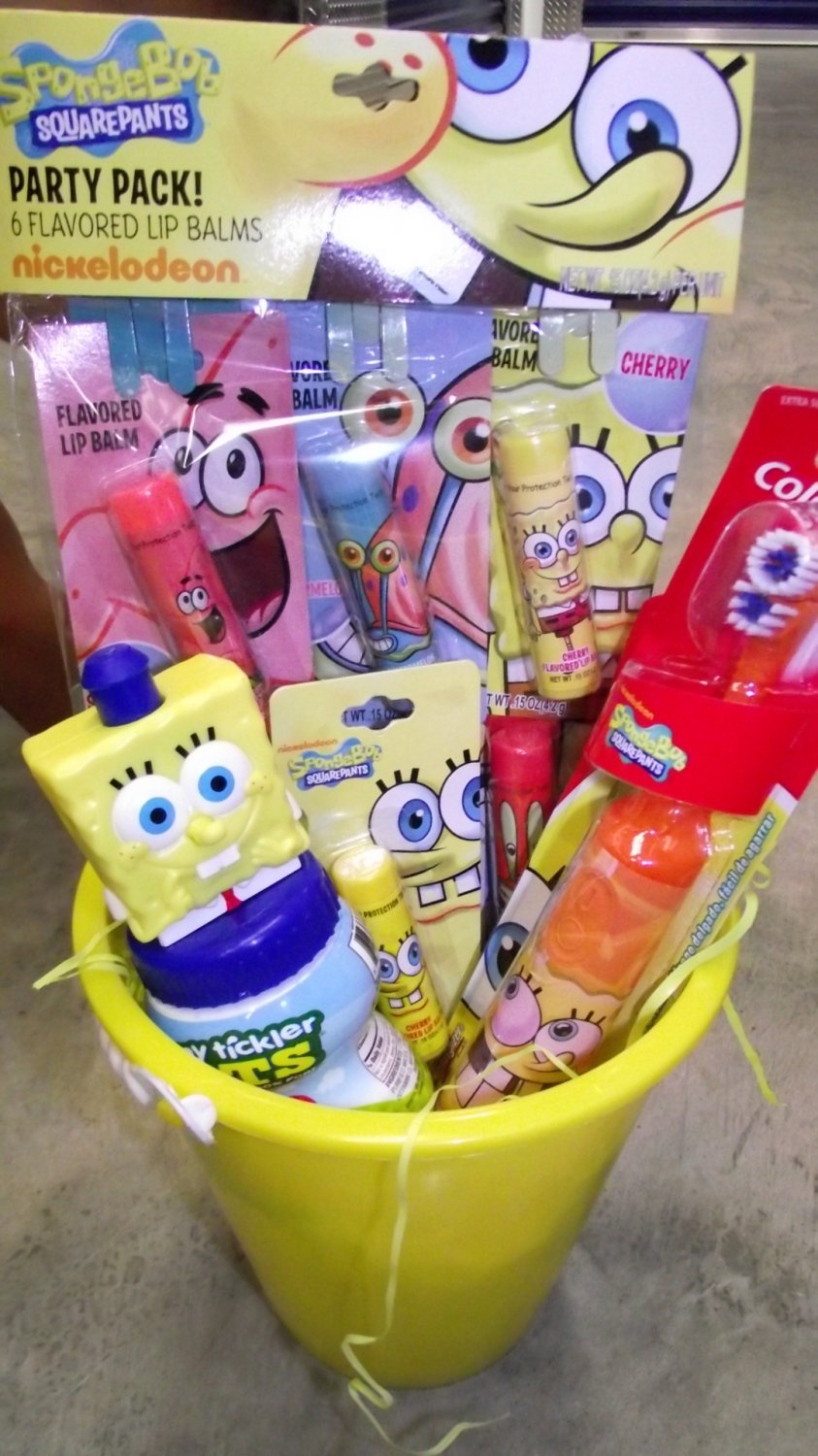 Spongebob Square Pants 6 Piece Gift Bucket Basket Easter Basket