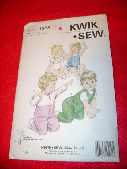 Vintage KWIK SEW Baby Jumpsuit Childs Pattern Size S M L XL