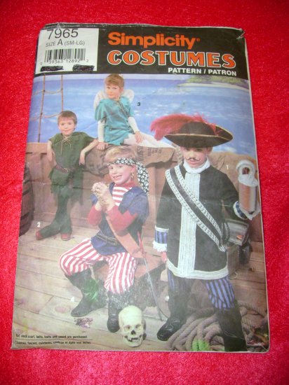 Simplicity PETER PAN Halloween Costumes in Childrens Sizes Size A Small - Large