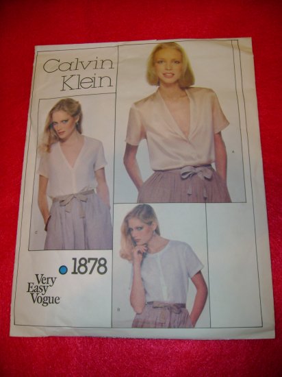 Calvin Klein Very Easy VOGUE Misses Blouse Pattern Size 16