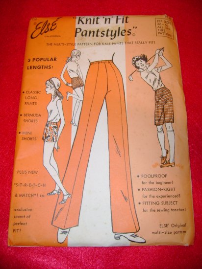 Vintage Else Knit N Fit Pantstyles Pants Dress Pattern 1971