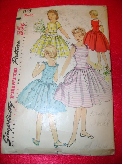 Vintage Simplicity Girls One Piece Dress Sun Dress Jumper Pattern Size 10