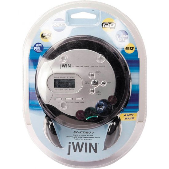 jWIN Personal MP3/CD Player with AM/FM Radio JX-CD977