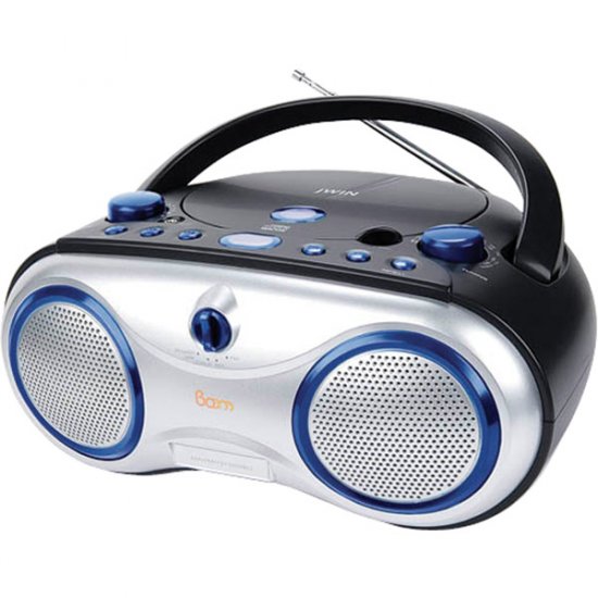 jWIN Portable AM/FM/CD Boombox Blue JX-CD423BLU