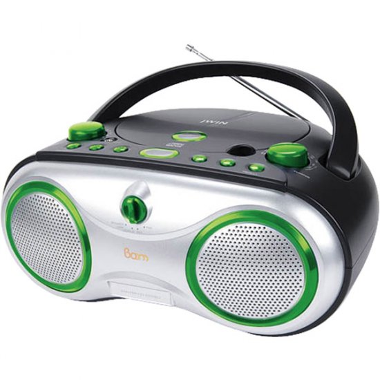 jWIN Portable AM/FM/CD Boombox Green JX-CD423GRN