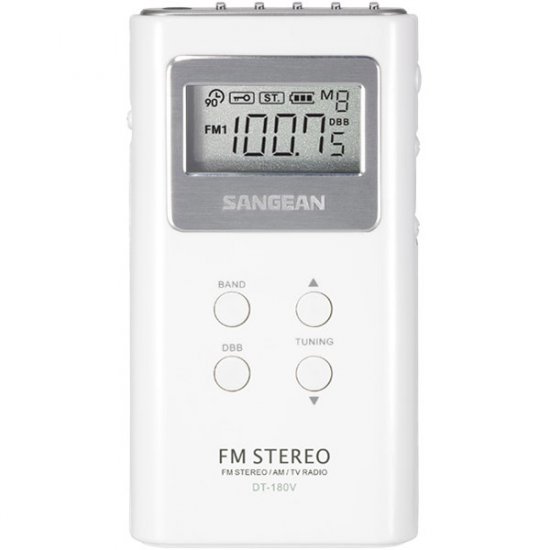 Sangean Pocket AM/FM/TV Receiver White DT-180V/WHITE