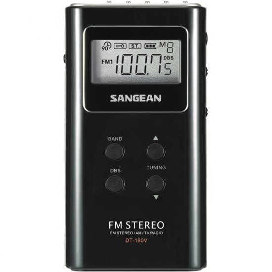 Sangean Pocket AM/FM/TV Receiver Black DT-180V/BLACK