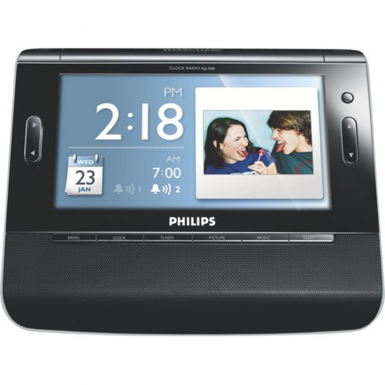 Philips Clock Radio with 7" TFT LCD Color Display And USB/SDâ„¢ Card Slot AJL308