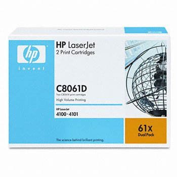 HP C8061D, Genuine LJ 4100 Series Toner Cartridge Dual Pack (2 Pack of C8061X)