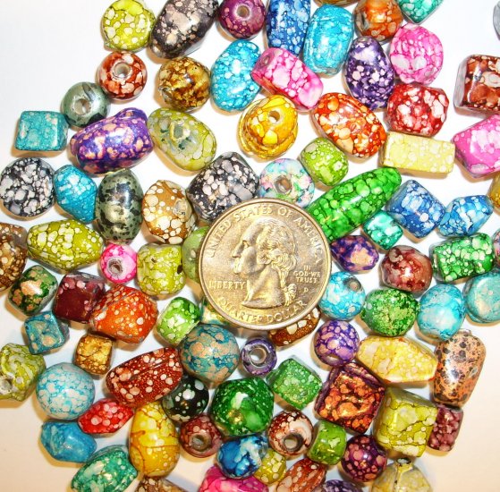 30 Mottled Indian Glass Bead Mixture