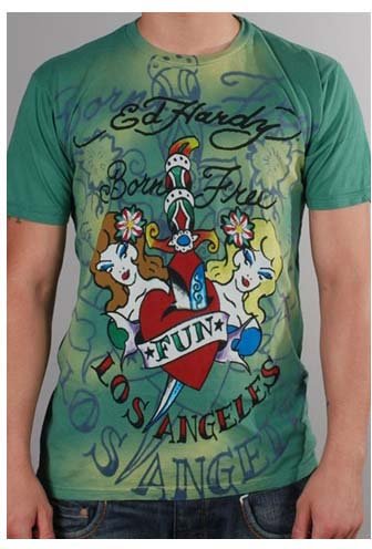 Ed Hardy Born Free Fun Green Mens T-Shirt