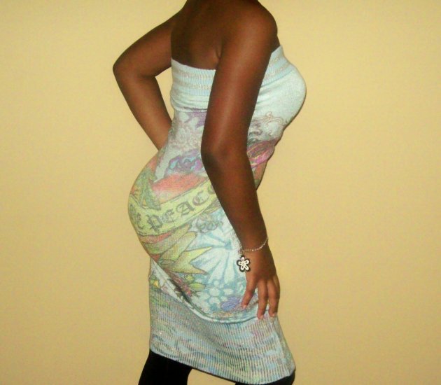 Shimmering Graphic Tattoo Tube Dress ( Sz Med)