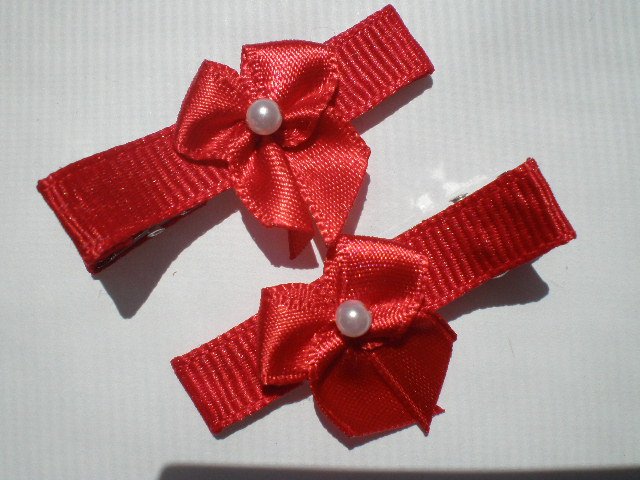 Red Ribbon with Red Bow Clippies