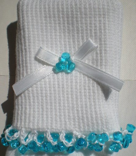 Aqua Blue Tri Beads- Emboidered Socks
