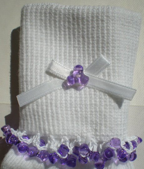 Violet Tri Beads-Embroidered Socks