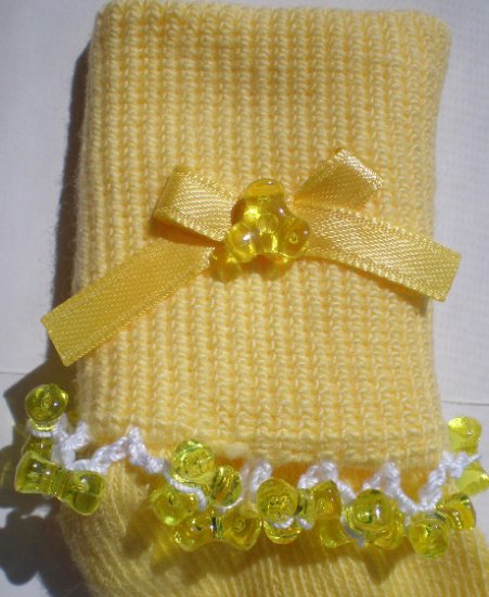 Yellow Tri Beads-Embroidered Socks