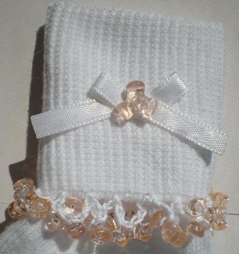 Light Peach Tri Beads-Embroidered Socks
