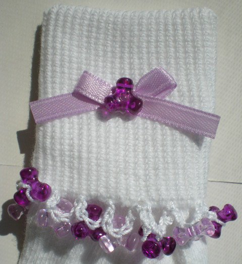 Light/Dark Purple Tri Beads-Embroidered Socks