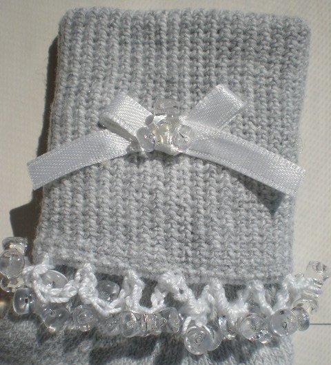 Clear Tri Beads-Embroidered Socks