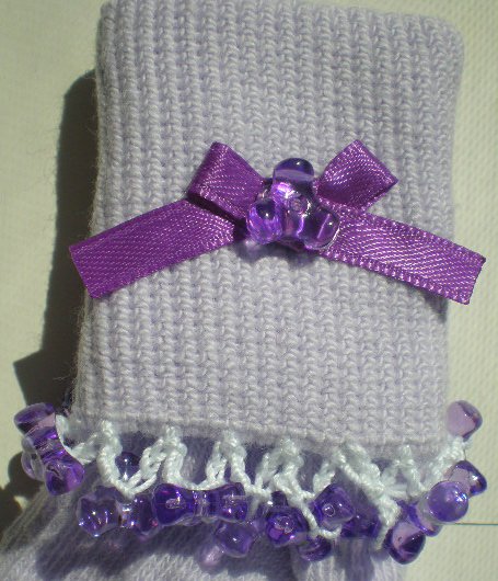 Purple Tri Beads-Embroidered Socks