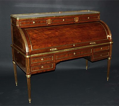 Louis XVI, ormolu and brass-mounted, mahogany bureau