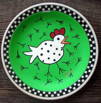 Hand Painted Cartoon Chicken Plate Decor