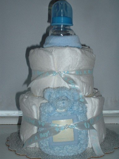 Baby blue 2 Tier Diaper Cake