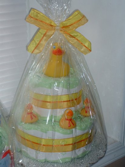 Yellow Rubber Duckies 2 Tier Diaper Cake