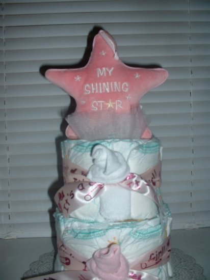 It's a Girl-Shining Star 2 Tier Diaper Cake