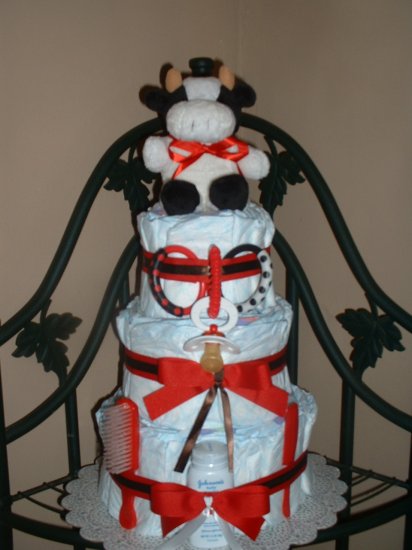 3 Tier Cow Diaper Cake