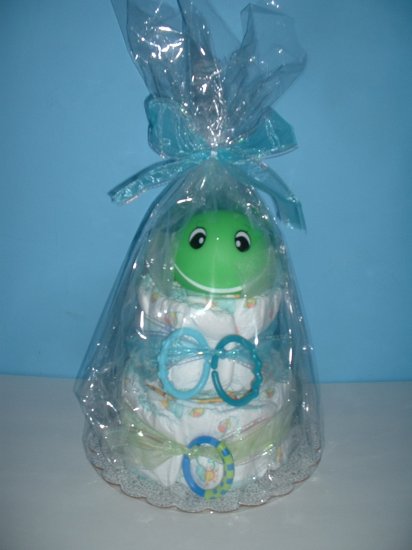 Green Whale 2 Tier Diaper Cake