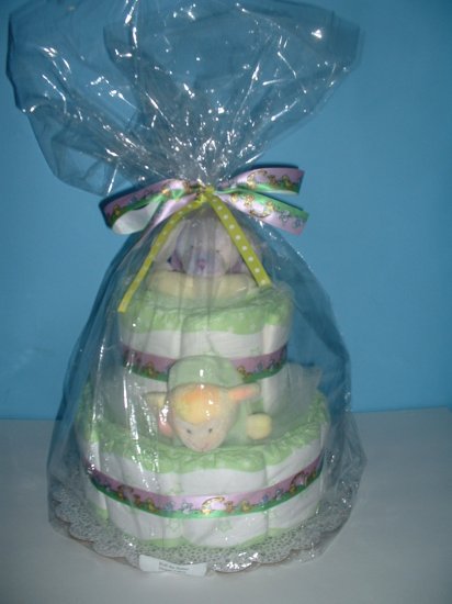 Baby animals-Neutral 2 Tier Diaper Cake