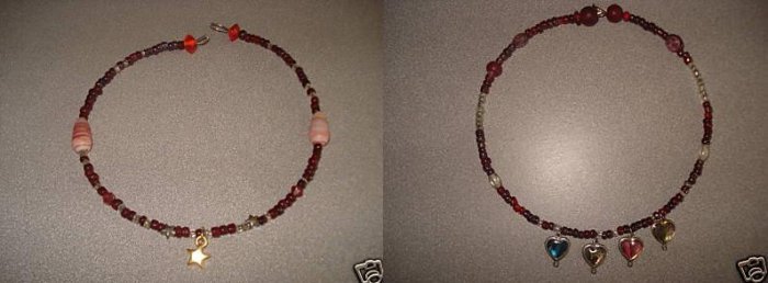 2 Vintage Retro Ruby Red Beaded Chokers
